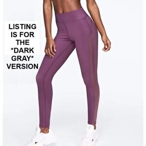 VS PINK NEW DARK GRAY Ultimate High Waist Mesh-Striped 7/8 Ankle Leggings Large